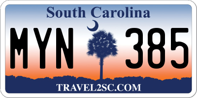 SC license plate MYN385