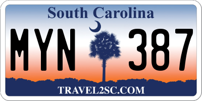 SC license plate MYN387