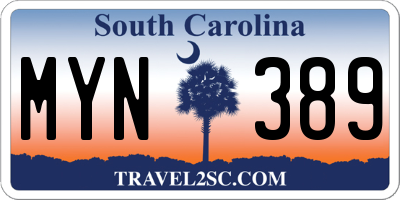 SC license plate MYN389