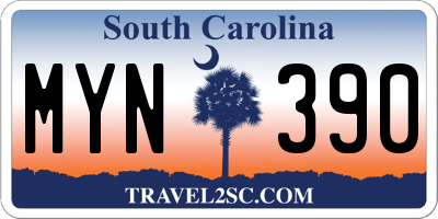 SC license plate MYN390