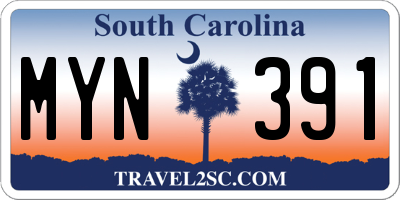 SC license plate MYN391