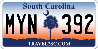 SC license plate MYN392