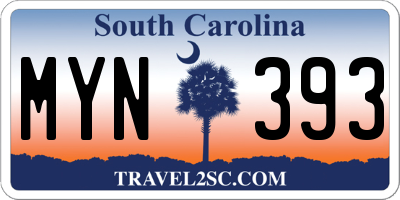 SC license plate MYN393