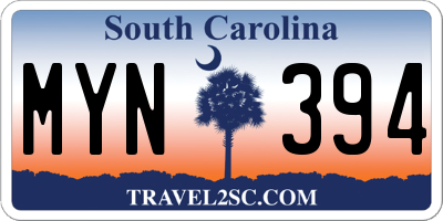 SC license plate MYN394