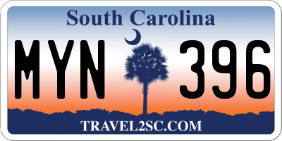 SC license plate MYN396