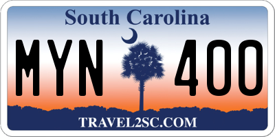 SC license plate MYN400
