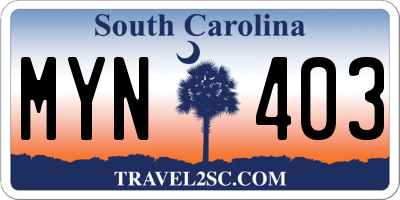 SC license plate MYN403