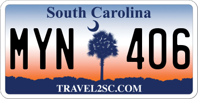 SC license plate MYN406