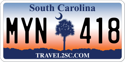SC license plate MYN418