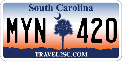 SC license plate MYN420
