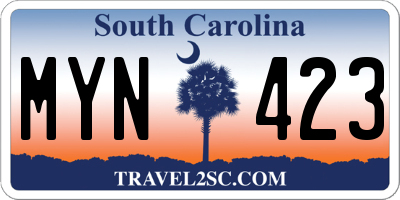 SC license plate MYN423