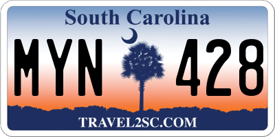 SC license plate MYN428