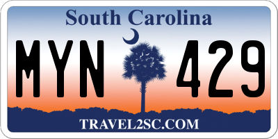 SC license plate MYN429