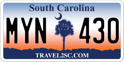 SC license plate MYN430