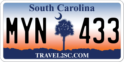 SC license plate MYN433