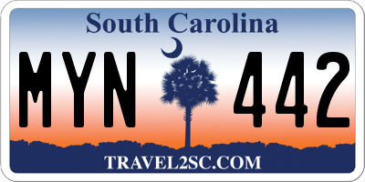 SC license plate MYN442