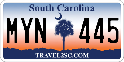 SC license plate MYN445