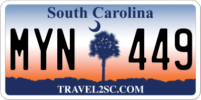 SC license plate MYN449