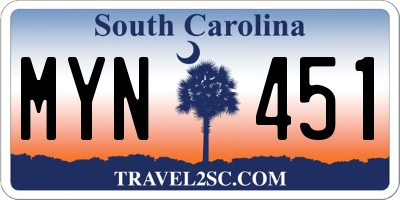 SC license plate MYN451