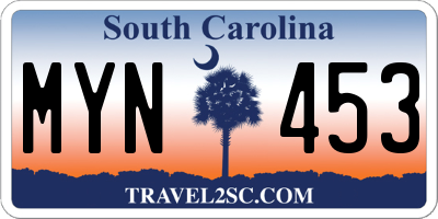 SC license plate MYN453