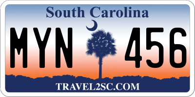 SC license plate MYN456