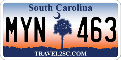 SC license plate MYN463