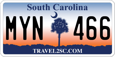 SC license plate MYN466