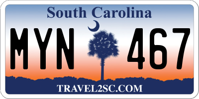 SC license plate MYN467