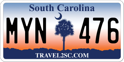 SC license plate MYN476