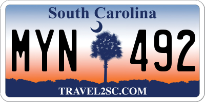SC license plate MYN492