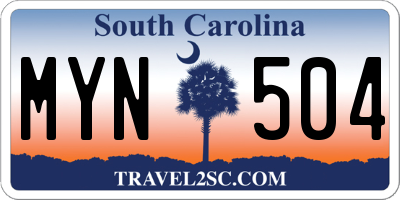 SC license plate MYN504