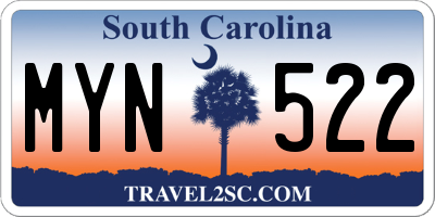 SC license plate MYN522