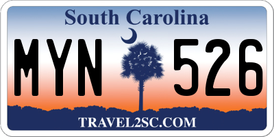 SC license plate MYN526