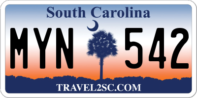 SC license plate MYN542