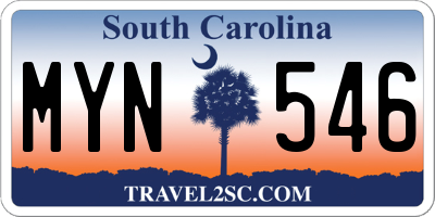 SC license plate MYN546