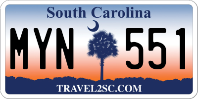 SC license plate MYN551