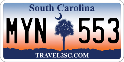SC license plate MYN553
