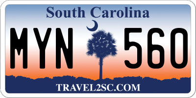 SC license plate MYN560