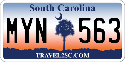 SC license plate MYN563