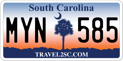 SC license plate MYN585