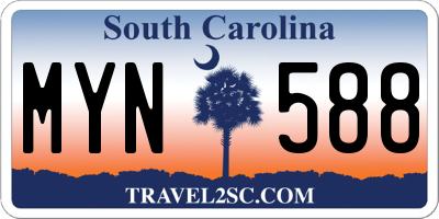 SC license plate MYN588