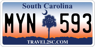 SC license plate MYN593