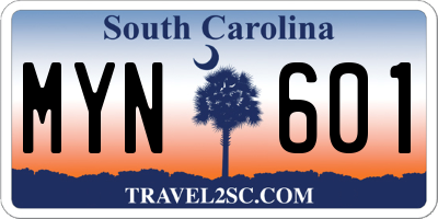 SC license plate MYN601