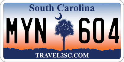 SC license plate MYN604