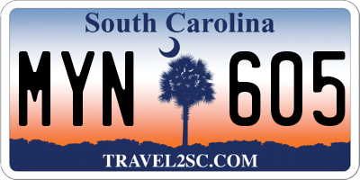 SC license plate MYN605