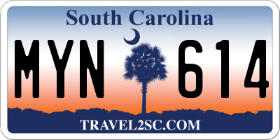 SC license plate MYN614
