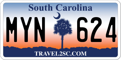 SC license plate MYN624