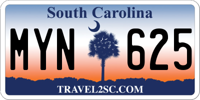SC license plate MYN625