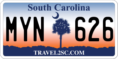 SC license plate MYN626