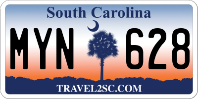 SC license plate MYN628